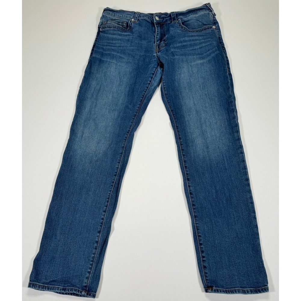True Religion Geno Mens Jeans 34 Medium Wash Blue Relaxed Slim Fit Stretch Denim